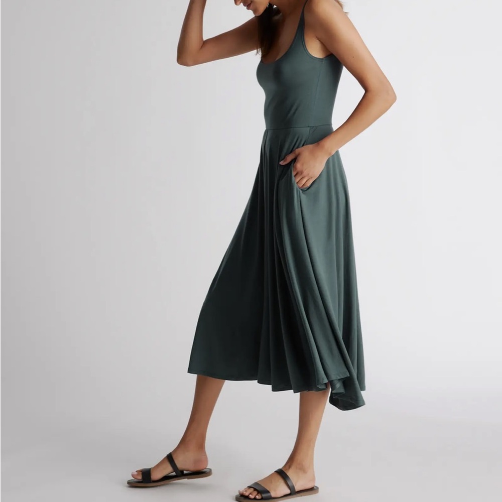 Quince Forest Green Midi Dress